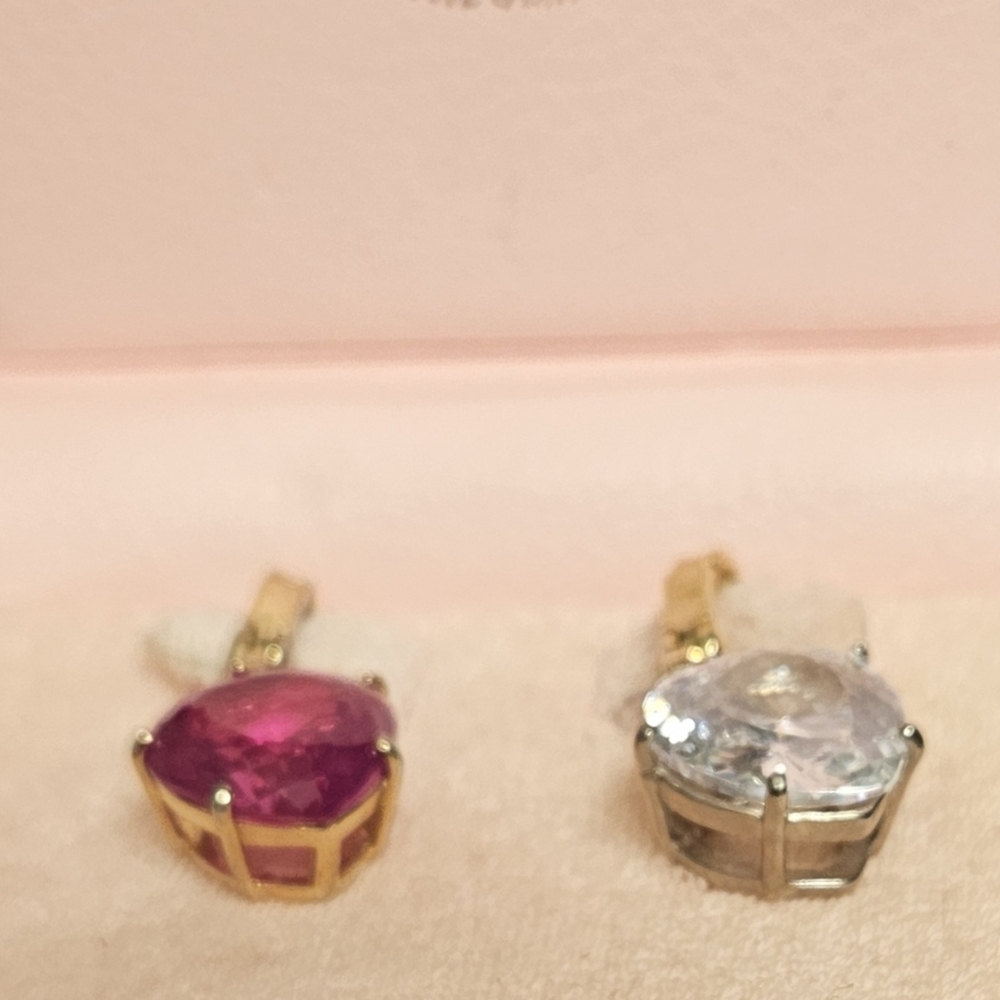 2 Juicy Couture Raspberry Pink Red White Clear Crystal Gem Charm Pair Bundle Set - Picture 5 of 10